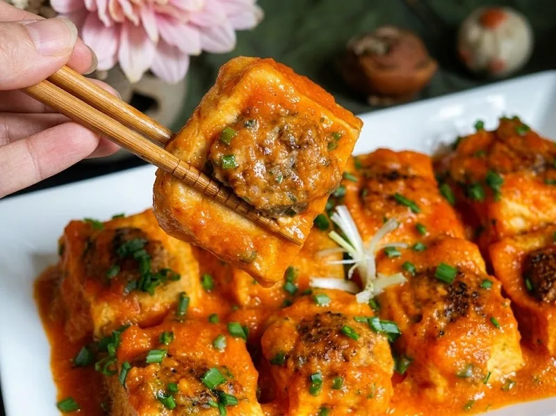 Đậu phụ sốt cà chua và bò xào bông cải trong thực đơn ngày thứ tư.